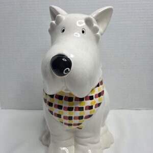 Vintage White Ceramic Scottish Terrier Dog Treat Jars Cookie Jars by MSRF INC